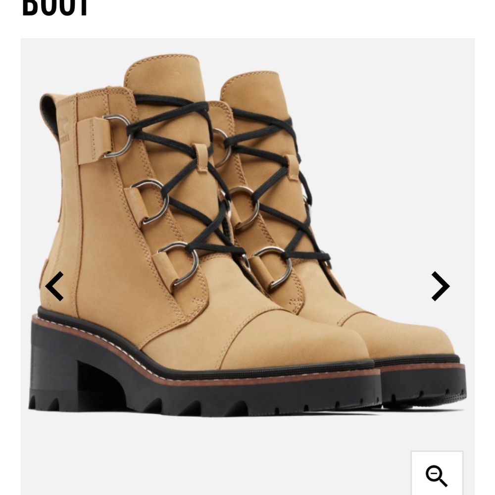 Sorel Jane Now lace up d-ring heel combat boot caribou buff waterproof boot - Picture 3 of 16